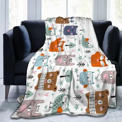 Cartoon animal blanket blanket plaid jigsaw sublimation cartoon bedding flannel childrens and adult bedroom decor 01