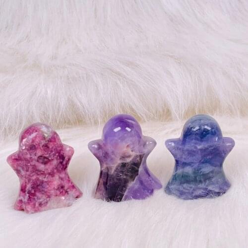 Natural Crystal Mineral Carved Ghost Polished Gemstones Home Decor Specter