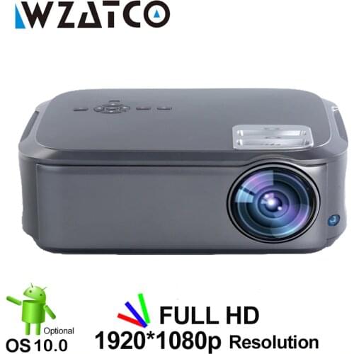 WZATCO CT58 Full HD 1920*1080P Suport AC3 4K Online Video Android 10 Wifi Smart Video LED Projector Proyector For Home Theater