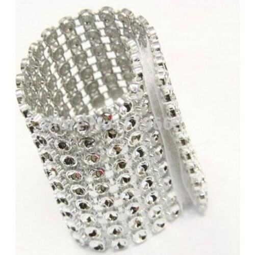 Dearest 20pcs Napkin Rings Rhinestone Adornment For Wedding Party golden silver