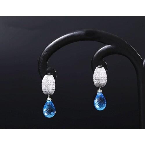 DAIMI 925 silver blue topaz earrings fashion genuine earrings for girlfriend jewelry gifts