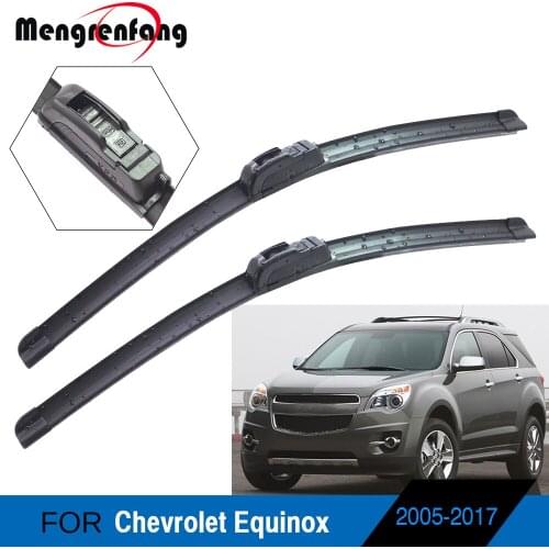 For Chevrolet Equinox Car Wiper Blades Front Windscreen Soft Rubber Wiper J Hook & Push Button Arms Accessories 2005-2017