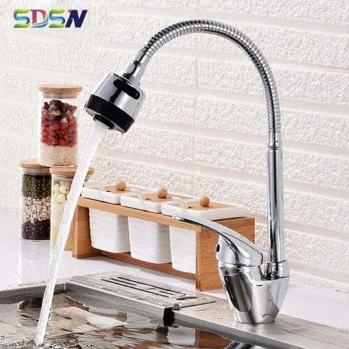 Kitchen Mixer Tap SDSN Universal Hot Cold Kitchen Faucet Kitchen Sink Mixer Tap 360 Rotation Chrome Kitchen Mixer Faucets