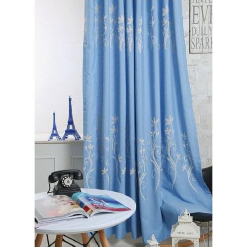Modern Simple Cotton Linen Dyed Embroidered Curtains for Livling Room Bedroom Chinese Style Pastoral Style Curtains Custom