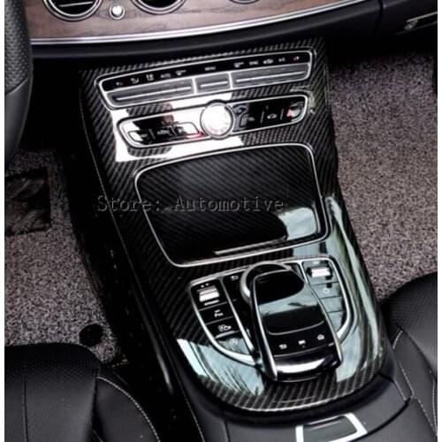 ABS Plastic Carbon Fiber Style Center Console Gear Panel Frame Cover Trim Stickers For Mercedes Benz W213 E Class 2016 2017 AMG