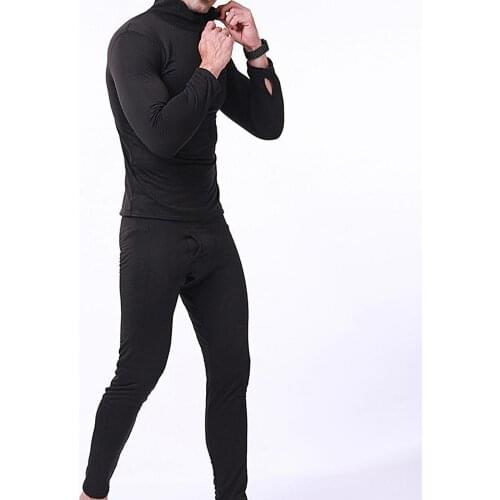 Thermal Underwear Tracksuit Set sport Underwear Men Winter Long Sleeve Zipper Top Pants Skinny Thermal Underwear Set Warm Outfit