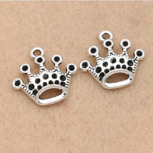 Tibetan Silver Plated Hollow Crown Charms Pendant Bracelets Necklace Jewelry Making Accessories DIY 17x18mm