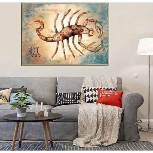 Created Art Handmade Greek Mythology For Wall Decoration Pure Hand-painted Zodiac Scorpio Oil Painting On Canvas Animals