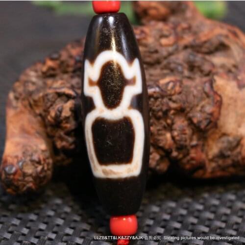 Treasure Unique Ultra Energy Magic Tibetan Old Agate Wealth God Figure 6 OM Words Big dZi Bead Pendant Amulet Timestown UPD22
