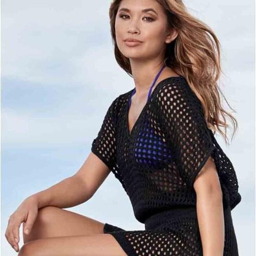 Crochet Knitted Beach Cover up dress Tunic Long Pareos Bikinis Cover ups Swim Cover up Robe Plage Beachwear