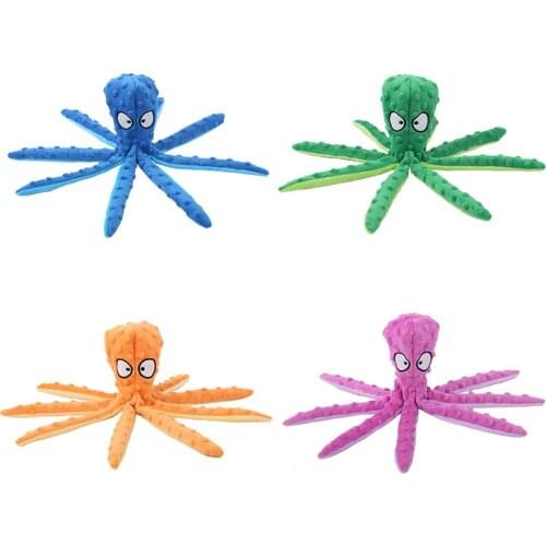 Funny 8 Legs Octopus Plush Squeaky Novelty Toys Cartoon Baby Pet Chew Tooth Outdoor Play Interactive Toys