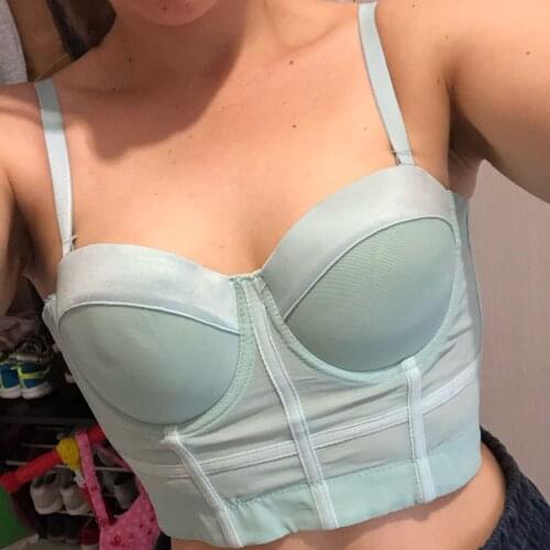 New Fashion Mesh Push Up Bralet Womens Corset Bustier Bra Night Club Party Cropped Top