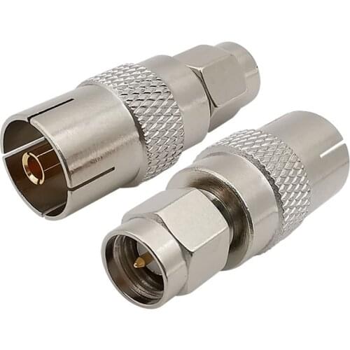 1Pcs SMA Male to IEC TV Female Jack Adapter Straight SMA Plug to TV Socket RF Coaxial Cable Connector Nickel Plating