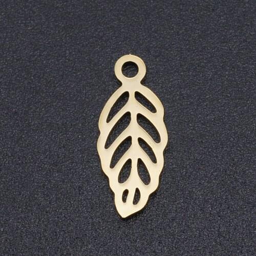 10pcs/Lot 100% Stainless Steel Leaf Charms Pendants Jewelry Making Necklace Charms