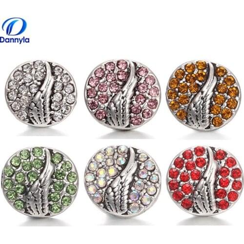 12mm Crystal Wing Snap Jewelry Charms Fit Snap Button Pendant For Women LSSN12MM34