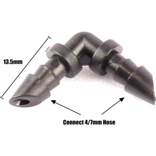 200pcs 4/7mm Garden Hose Barbed Connectors 90 Degree Elbow Joints Garden Drip Irrigation Soft Water Pipe Connectors