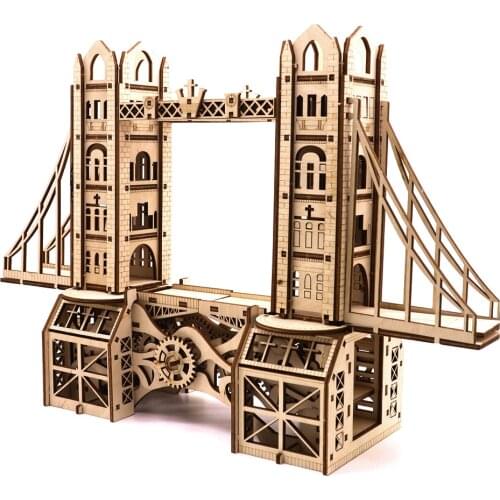 3D Creative DIY Assembly Model London Tower Bridge Creative Wooden Mechanical Building Puzzles Gift For 14