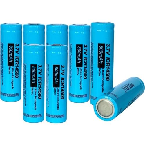 8Pcs PKCELL 14500 Battery 3.7 V 800mAh li-ion Battery ICR14500 3.7 Volt AA Rechargeable Battery Baterias For LED Flashlight