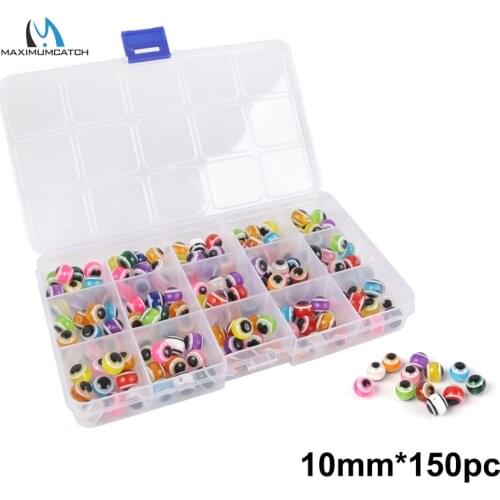 Maximumcatch 120pcs-300pcs Fishing Eye Beads Assorted Mixed Color 6mm/8mm/10mm/12mm Fishing Line Beads with Plastic Box
