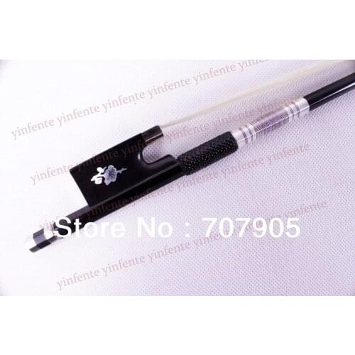Black Carbon fiber Violin Bow Straight Top Horse Hair Silver Color String Frog #1