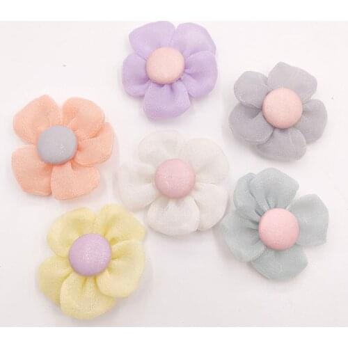 5Pcs 5cm Velcro Flower Childrens Cute Flowers Applique For DIY Clothes Shoes Hat Headwear Clips Crafts Decor Patches