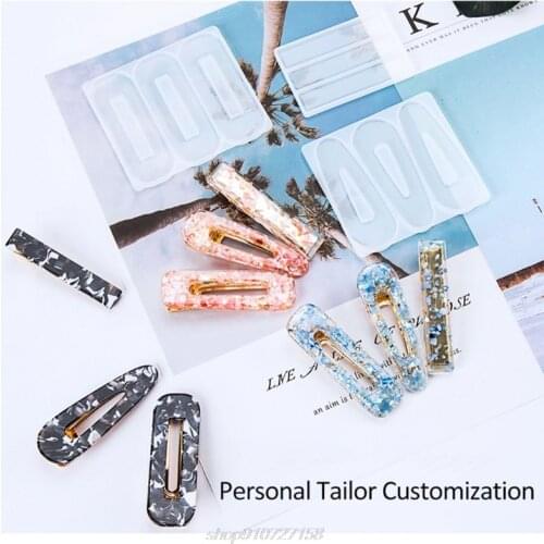 DIY Crafts Resin Silicone Epoxy Mold Hair Clip Geometric Barrette Mould Jewelry Casting Tools Headwear Making JE30 21 Dropship