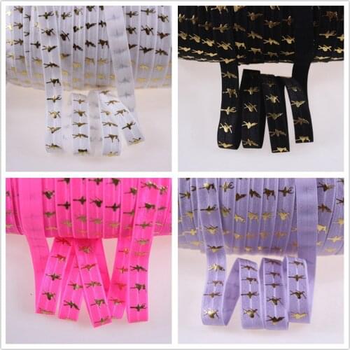 Gold foil ballet 5/8" fold over elastic, 50yard per roll, good elasticity elastic for hair ties headbands