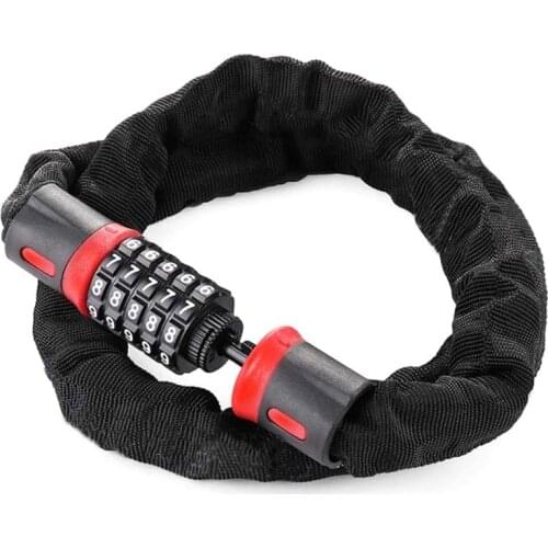 Mountain Bike Bicycle Lock Electric Stainless Steel Bicycle Safety Password Fixed Portable Anti-Theft Steel Wire Bike Chain Lock