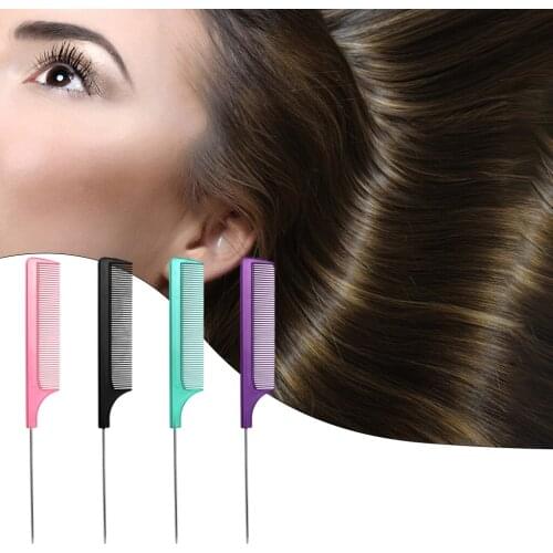 Portable Rat Tail Combs Teasing for Women Hair Cutting Hair Styling Metal Pin Tail Combs Barbers Tail Comb Rat For Hairdressing