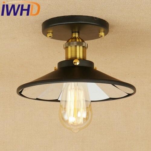 IWHD Mirror Glass Iron Vintage Ceiling Light Fixtures Loft Edison Industrial Ceiling Lamp Hallway Antique Home Lighting Lustre