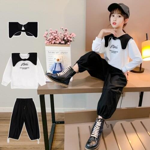 Girls Suit Sweatshirts +Pants 2Pcs/Sets 2021 Loose Spring Autumn Teenager Kid School Outdoor Clothes Kids Children Clothing