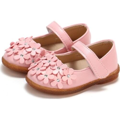Spring and autumn new girls leather shoes baby petal single shoes Korean baby shoes soft bottom non-slip toddler shoes