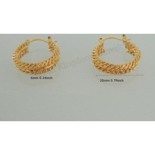 TWIST GREAT CARVED - YELLOW GOLD GP FILL BRASS ROUND HOOP DIAMETER 20MM 0.79" EARRING