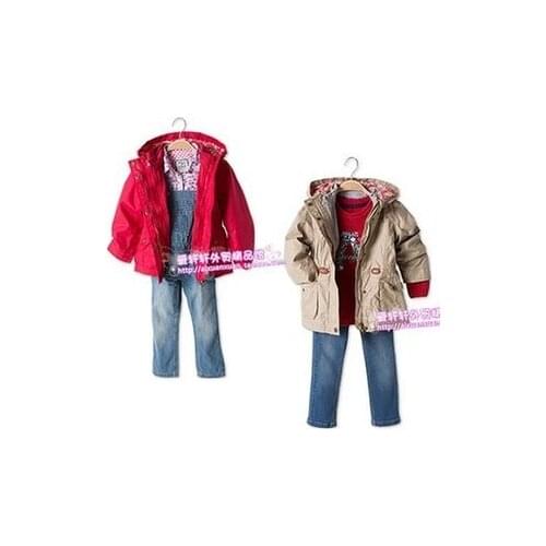 Free Shipping- children/kids/girls spring/autumn jacket, 2 pieces in 1 jacket, girls trench, classic coat, 92 to 128(MOQ: 1pc)