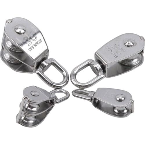 M15/M20 Stainless Steel Pulley Single/Double Wheel Swivel Lifting Rope Pulley Set Bearing Lifting Wheel Tools