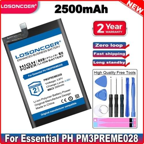 LOSONCOER 2500mAh PM3PREME028 Battery For Essential PH PM3PREME028 Mobile Phone Battery