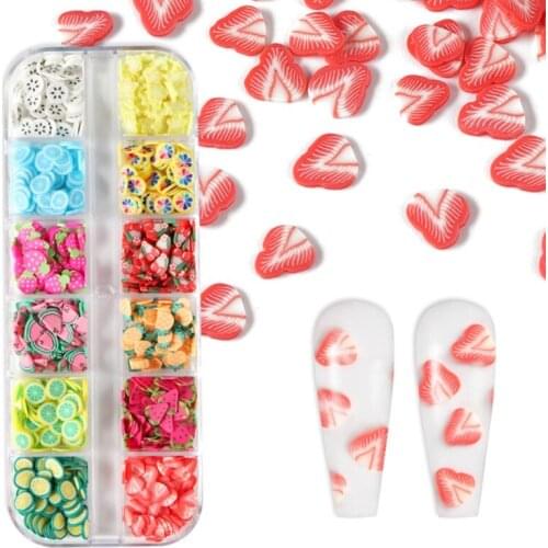 M2EA 12 Grids/Box Fruit Soft Polymer Clay Slices UV Epoxy Resin Mold Filler DIY Crafts Jewelry Making Material Nail Decor