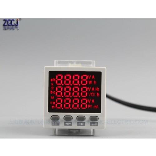48*48*80mm mini 3 phase multifunction meter AC 0-450V AC 0-5A 3 phase power meter dispaly 3 phase A , V , W, Hz.etc