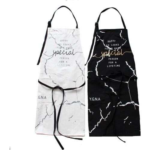 Nordic Ins Style Marble Apron Pastry Baking Restaurant Coffee Shop Overalls Shop Clothes Black and White