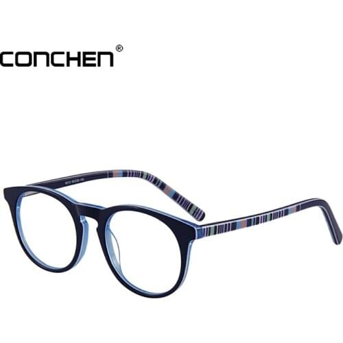 CONCHEN Acetate Eye Glasses Frame For Men Myopia Eyeglasses 2019 New Arrival Round Circle Male Eyewear Fashion Brand Design