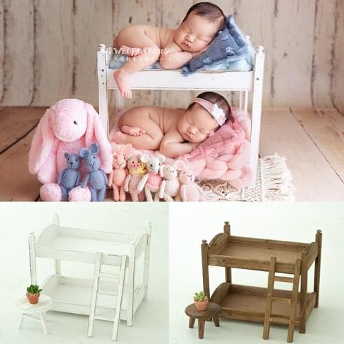 New Retro Baby Bed 100-Days Solid Do Old Wood Antique Twins Newborn Photography Props Crib Props For Photo Shoot Posing Sofa