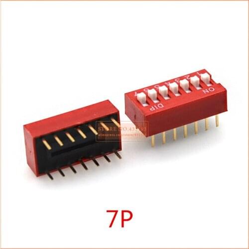 NEW DP-7P 20pcs/lot red Direct dial code switch DIP switch 2.54MM DS pitch Side