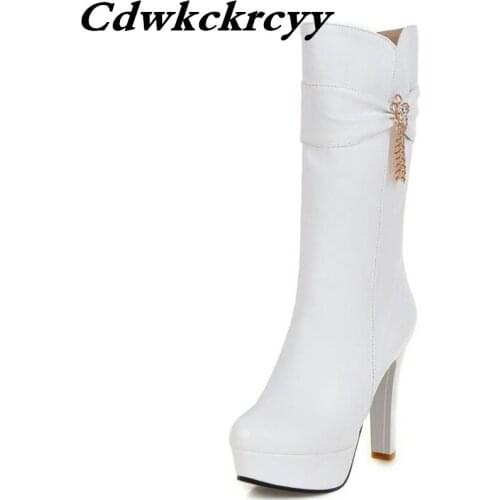 Autumn and winter New pattern Korean Edition Sweet Bow Women Boots Waterproof Super heel Round head Middle tube Chivalry boots