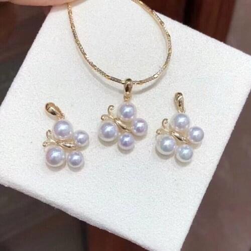 Butterfly 925 Silver Pendant Setting Mounting Pendant Findings Component for Oyster Akoya Edison Pearls Corals Jade Stones Beads