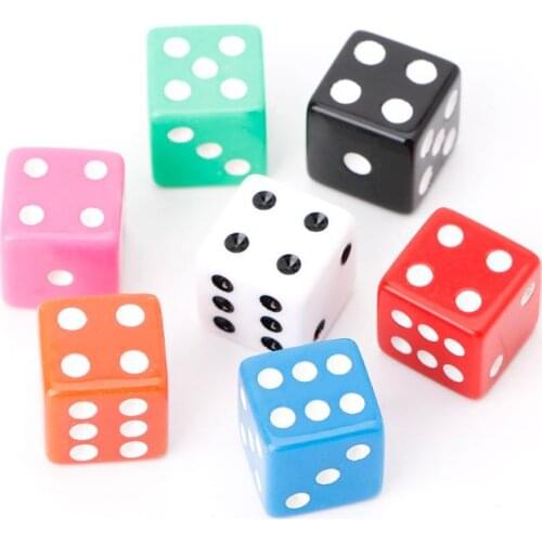 270C 10pcs 15mm Multicolor Acrylic Cube Dice Beads Six Sides Portable Table Games Toy