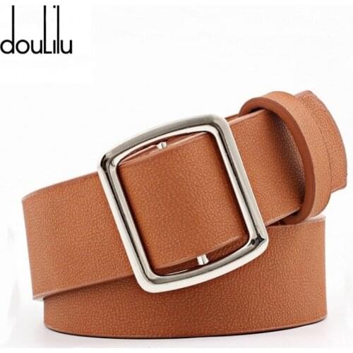 Luxury Metal Buckle Belt For Women Casual Belts Trendy Smooth Buckle Brand Womens Clothing Accessories Ladies Belts for Dress