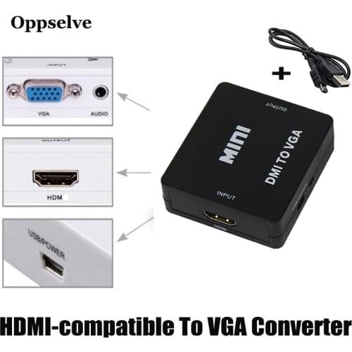 HDMI-compatible to 1080P MINI VGA Converter With Audio Adapter for Notebook PC HDTV Laptop Projector VGA2HDMI-compatible Adapter