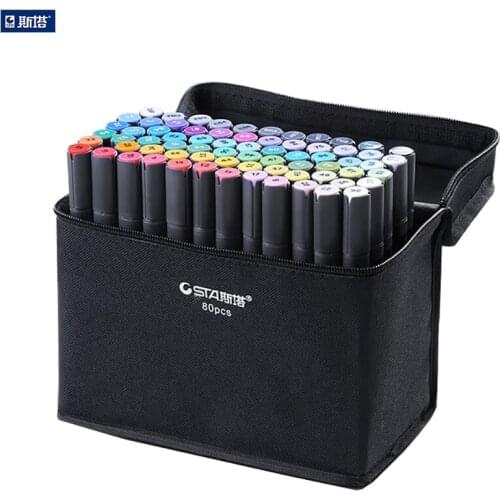 STA 30/40/60/80/128 Pen Alcohol Ink Alcohol Marker Set Dual Head Sketch Markers Brush Pen For Draw Manga Design Art Supplies