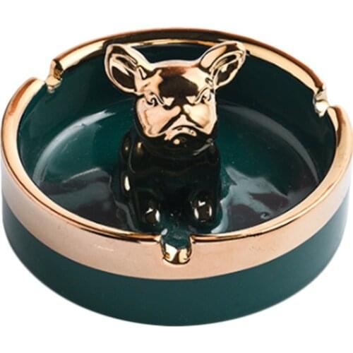 Glass Ashtray Bulldog Ashtrays Desk Decor Round Windproof Novelty Ceramics Portable Home Garden Cigarette Pub
