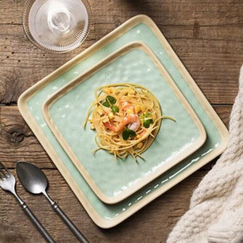 Steak Plate Western Food Plate Home Dish Plate Square Plate Simple Ceramic Tableware Dish Dish Dessert Plate